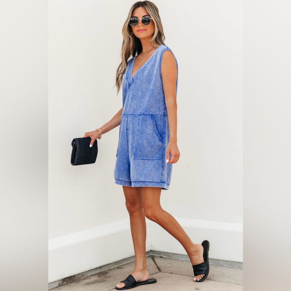 Danica - Blue Sleeveless Romper